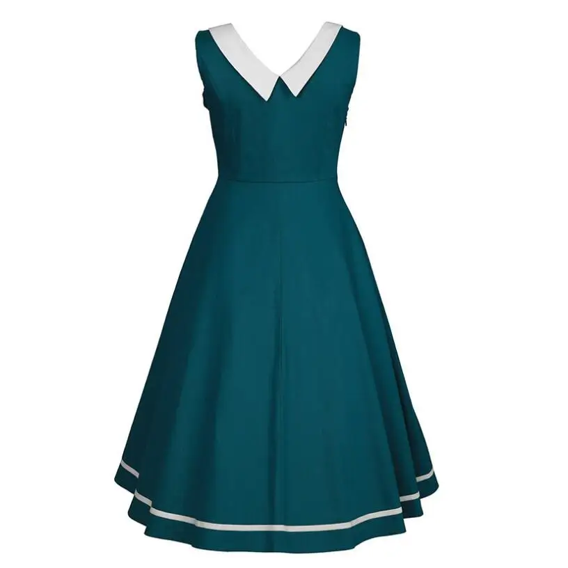 Новинка 2017 года винтажное платье для девушек милое белое без рукавов с бантом 1950s