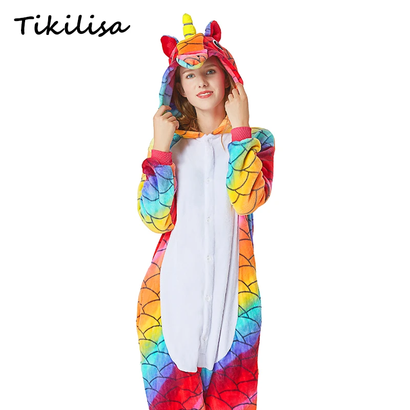 Tikilisa взрослых мультфильм пижамы наборы для ухода за кожей зимняя Пижама косплэй