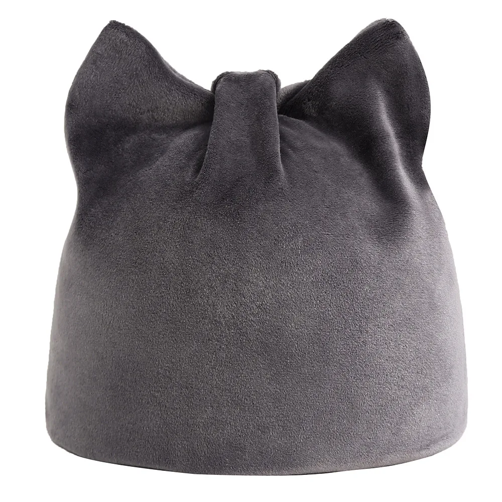 Плюшевые шапки с кошачьими ушками юбки Skullies Beanies Женские однотонные простые