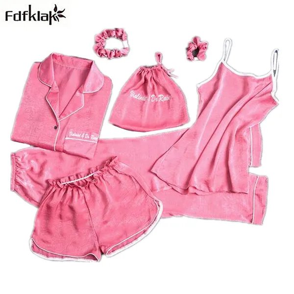 Пижамный комплект из 7 предметов женская одежда для сна шелка тутового