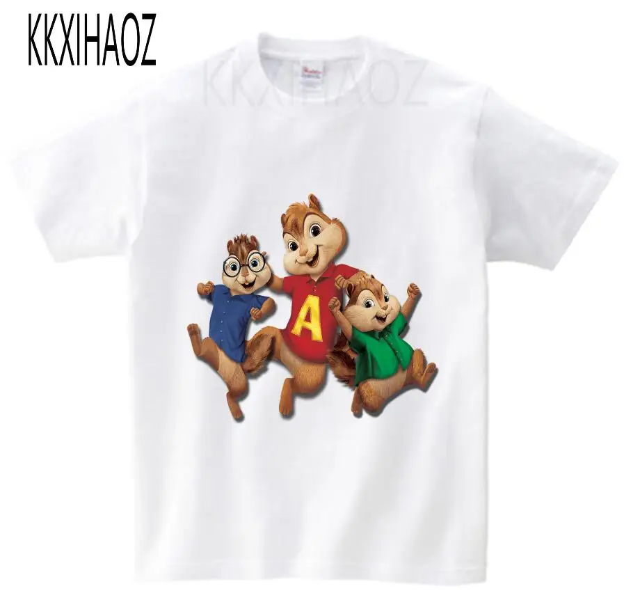 white childreT-shirt Куртки «Элвин и Бурундук», красная хлопковая футболка, коллекция года, Детская летняя одежда с короткими рукавами, одежда для мальчиков и девочек NN - Цвет: white childreT-shirt