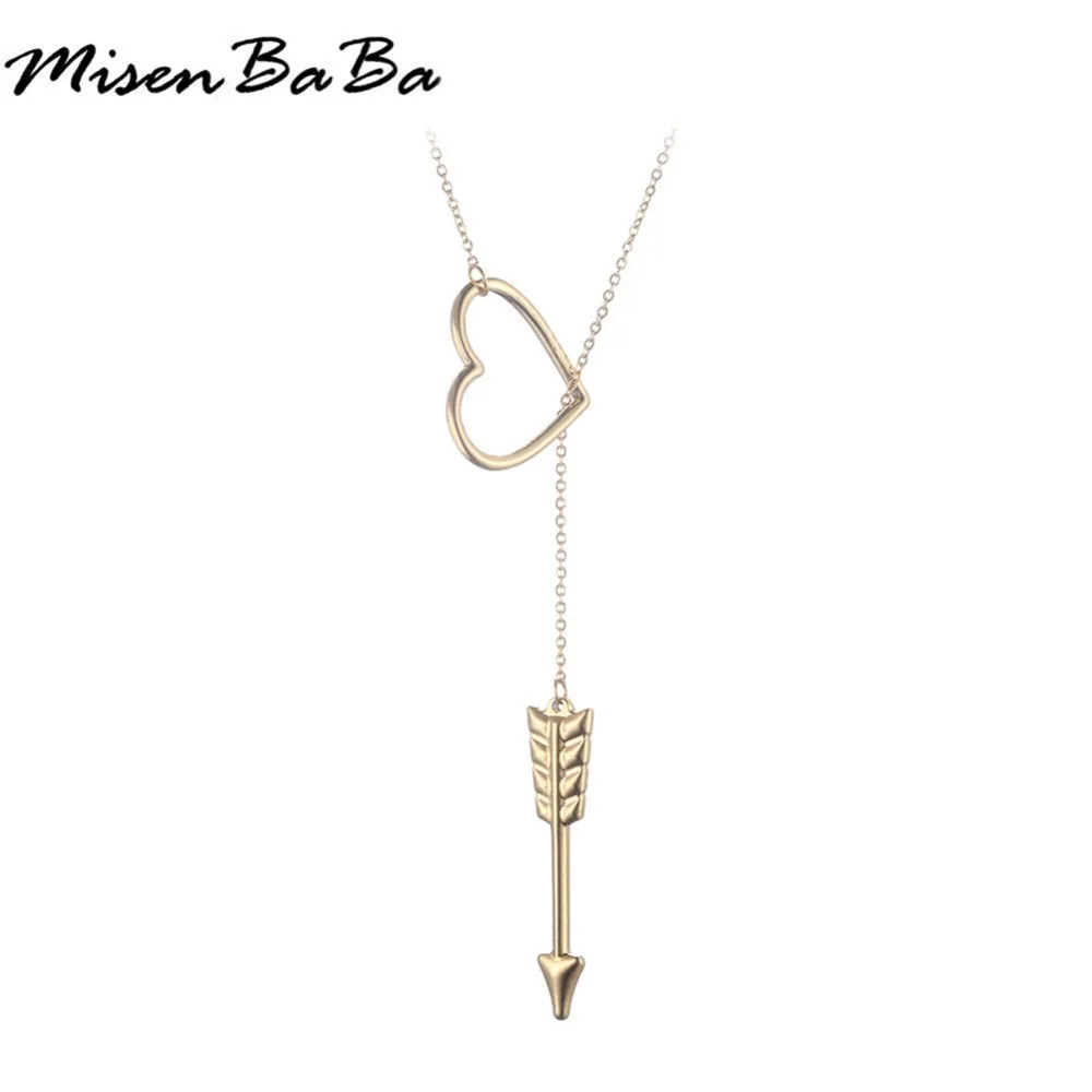 

Ожерелье женское из нержавеющей стали с кулоном в виде стрелы, тонкая цепь с подвеской в форме сердца, ювелирное изделие, подарок на день Свя...