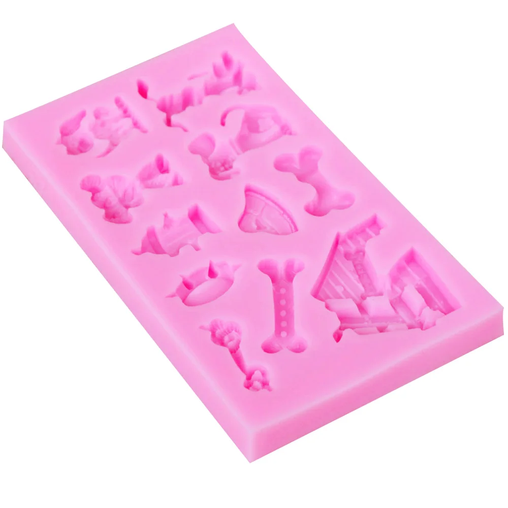 10PCS/SET M385 Cute Dog House Silicone Mold Fondant Bone Cake Decorating Tool Candy Baking Chocolate Gumpaste Mould10.2*6*1CM | Дом и сад
