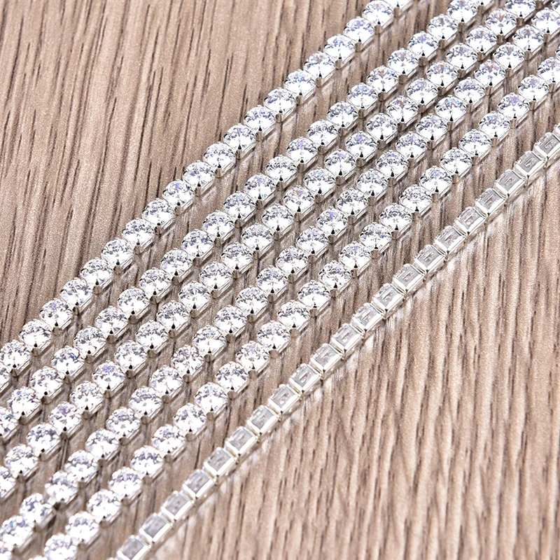 1 м/лот AAAAA Циркон Стразы Cupchain прозрачное и каменное Серебряное основание отделка пришить одежду свадебное платье украшения SS8-16