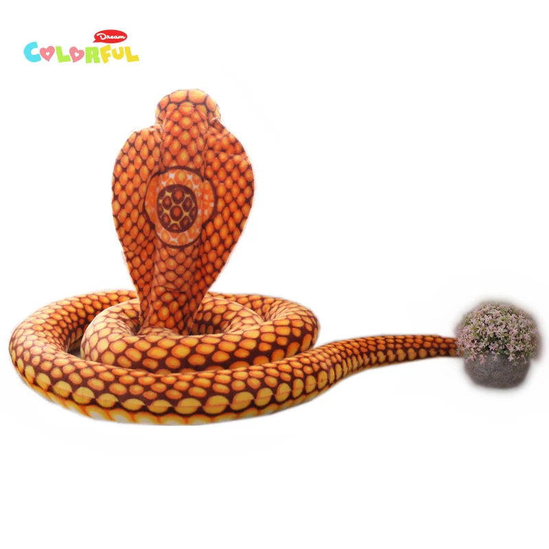 

1PCS 200cm simulation cobra plush stuffed toy, extra long gold cobra doll, kid toy, spoof toy