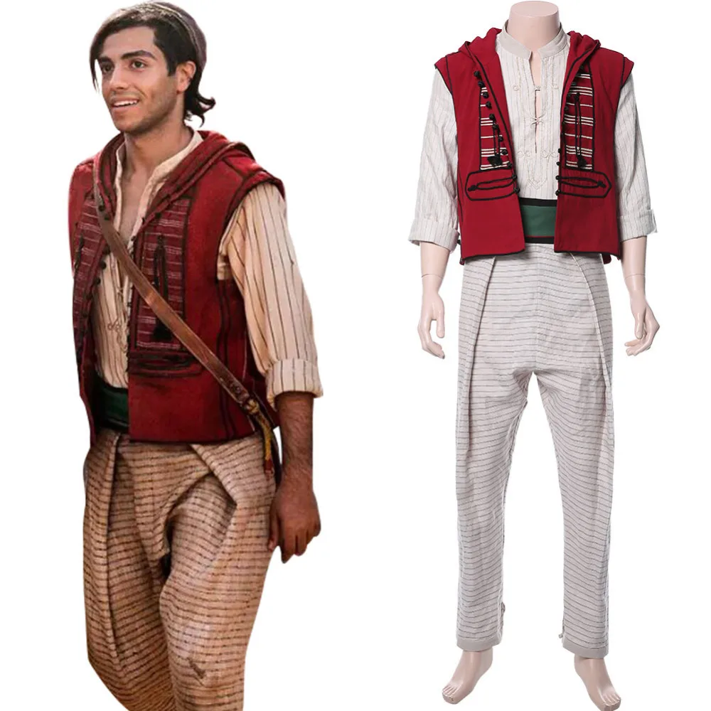 

2019 Movie Aladdin Cosplay Costume Prince Mena Massoud Outfit Adult Aladdin Costume Halloween Carnival Costume Custom Made