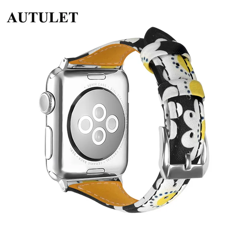 Ремешок для Apple watch печати кожаный ремешок Замена быстрой установке часы я серии 1