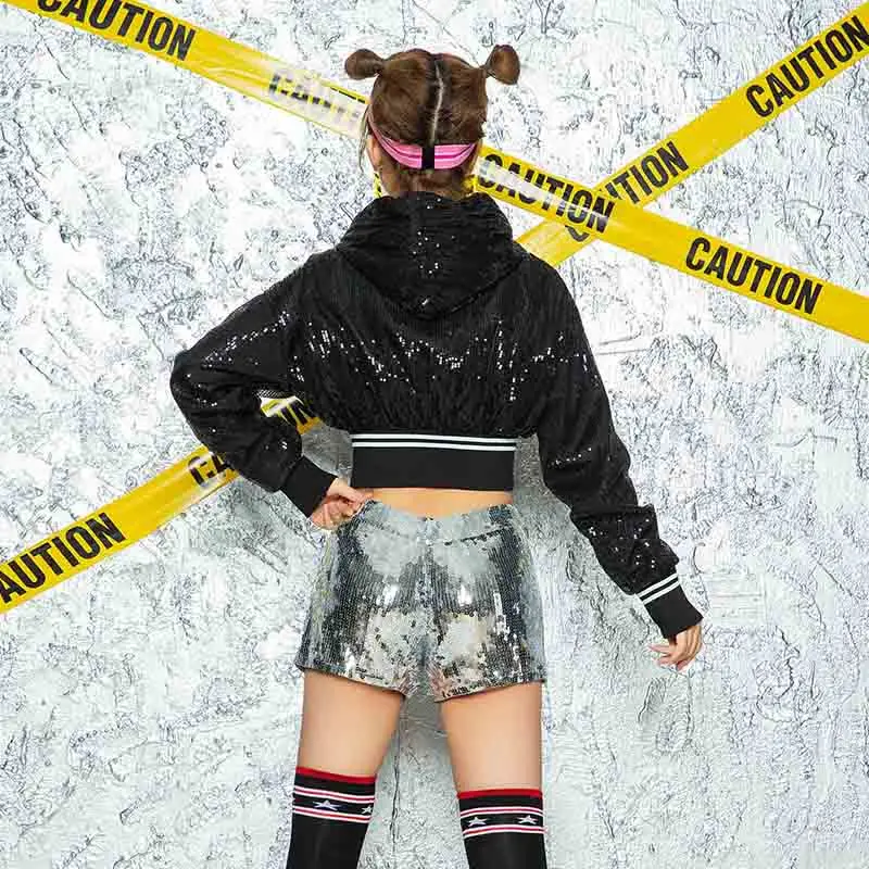 

Jazz Costume Women Sequined Jacket Shorts Hip Hop Cheerleading Clothing Ladies Dj Ds Stage Show Dancing Outfit Dancewear DN2928