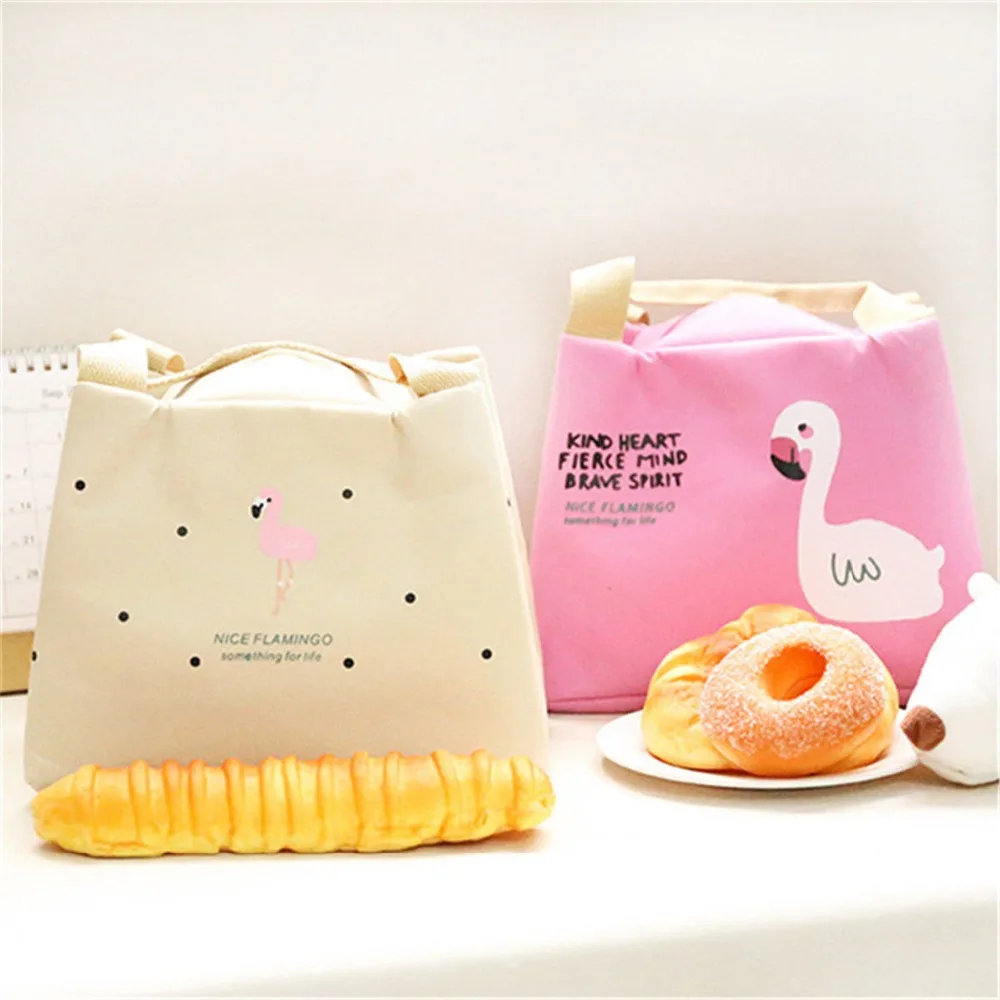 Прекрасный Фламинго Ланч бокс портативный изолированный холщовый ланч мешок