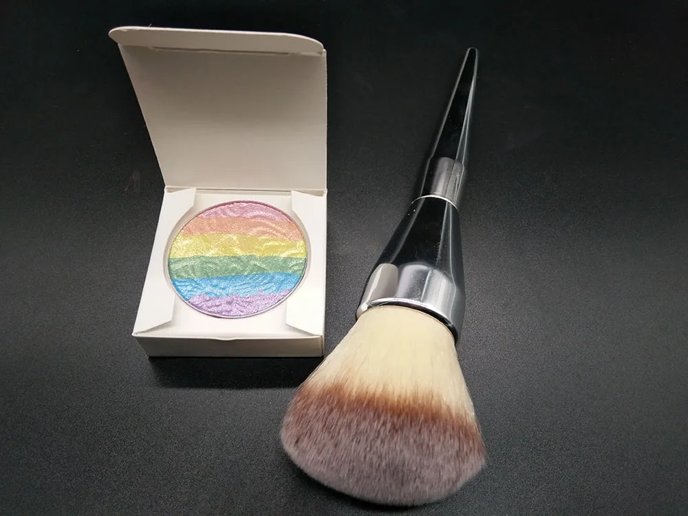 3D Радуга пудра хайлайтер + большая контурная кисть румяна палитра блестящий