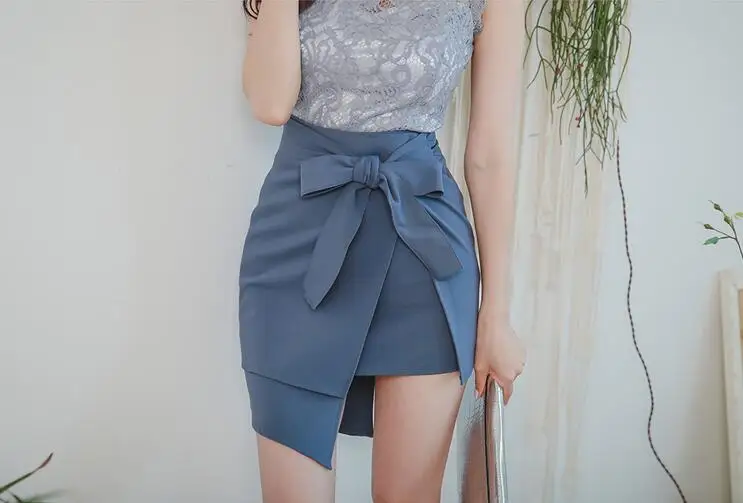 Sexy 2 шт Кружево Вершины и юбка Set Женская рукавов Кружева Блуза Топы орденские