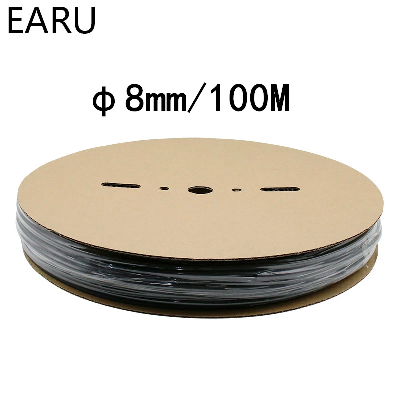 

1 Roll 100m Reel 2:1 Black 8mm Diameter Heat Shrink Heatshrink Tubing Tube Sleeving Wrap Wire Sell DIY Connector Repair