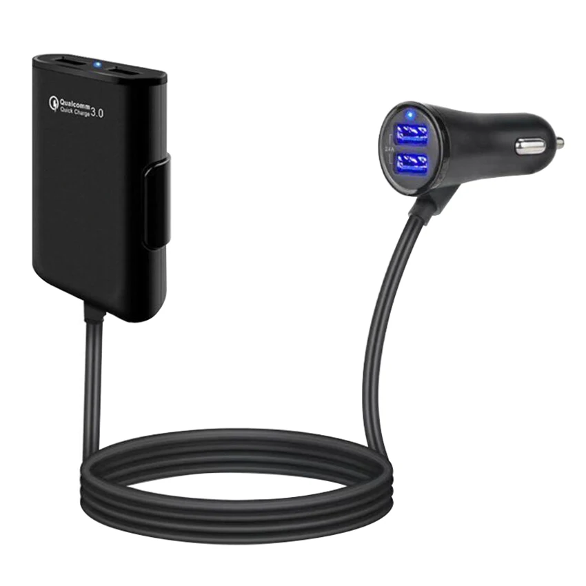 9.6A Max 4 порта USB Автомобильное зарядное устройство с расширяющимся