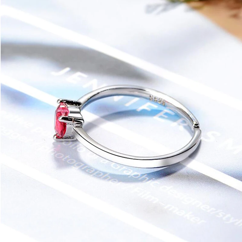 Shuangshuo кольцо в Корейском стиле с красным камнем форме сердца женские обручальные