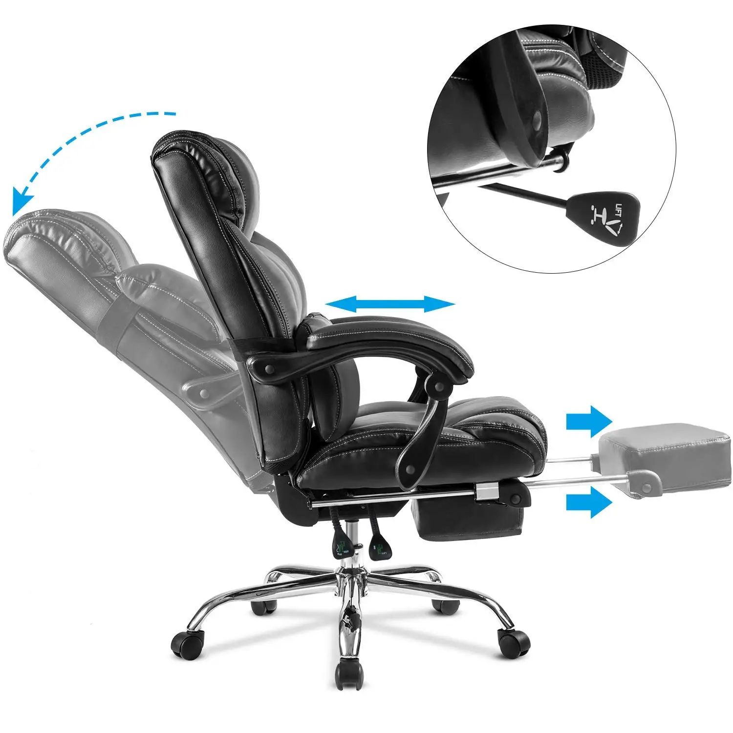 Офисный стул для отдыха с высокой спинкой скрепленное кожаное кресло