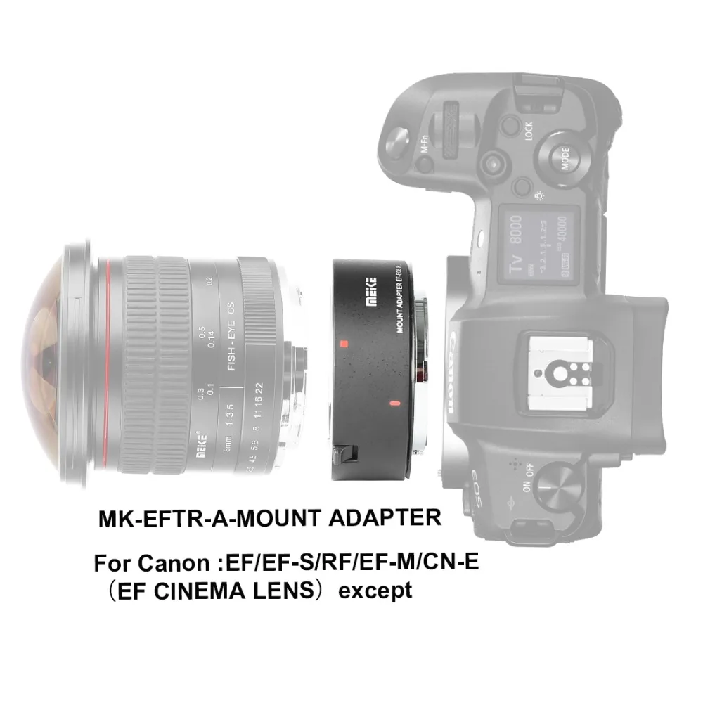 

Mcoplus Meike MK-EFTR-A переходное кольцо для Canon EF/EF-S/RF Крепление объектива для камеры Canon EOS-R