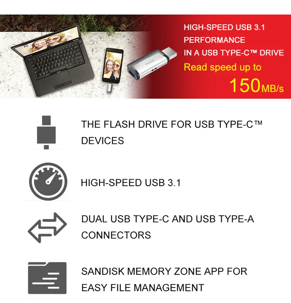 SanDisk 2 в 1 OTG USB флеш-накопитель 32 ГБ ультра двойной интерфейс 16 Гб USB 3,0 флеш-накопители 128 Гб флешки для type-c и ПК