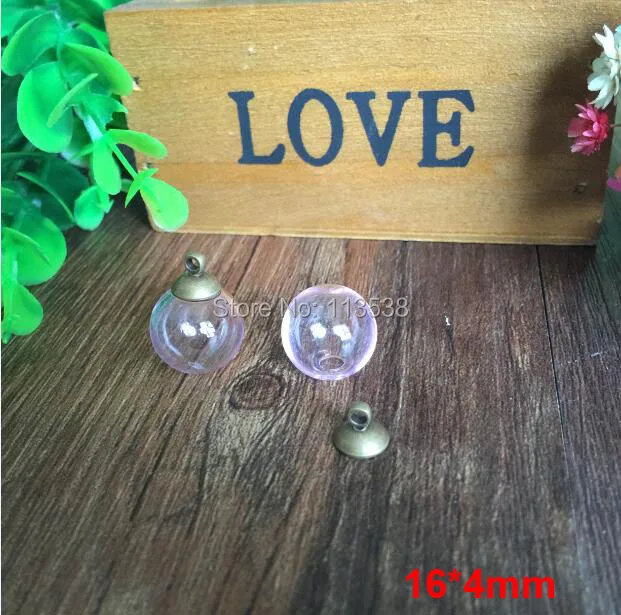 Бесплатная Доставка 50 комплектов за лот 16 мм розовый Стекло Глобус шары с 4