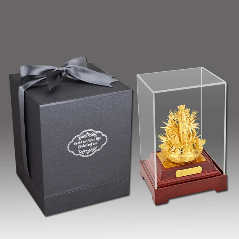 Bamboo Asklove, Золотая фольга, 3D, богатство, бамбуковые украшения, фэн-шуй, бонсай, бортунат, золотой орнамент, открывающиеся подарки, аксессуары для украшения дома - Цвет: Bamboo