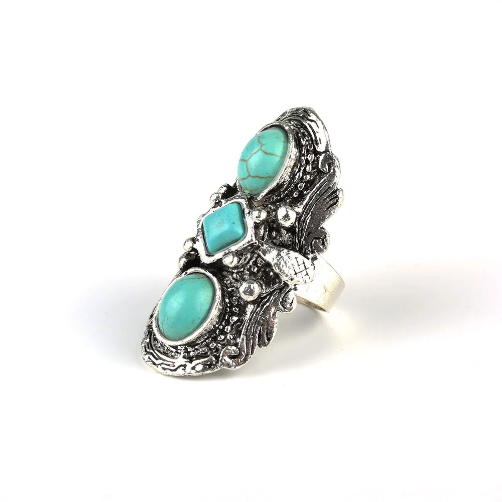 Парабола Античная Подушка Круглые Calaite Зеленый Камень Заявление Кольца Серебро