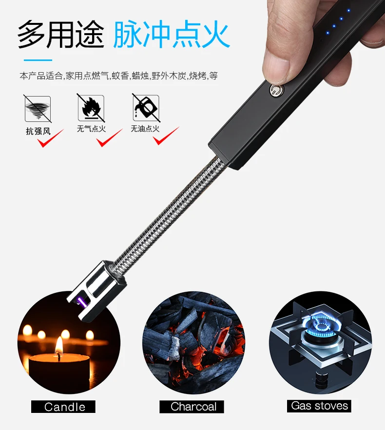 Светодиодный дисплей батареи USB Электронная зажигалка для сигарет барбекю кухонная зажигалка для свечей более длинная вращающаяся плазменная дуговая зажигалка