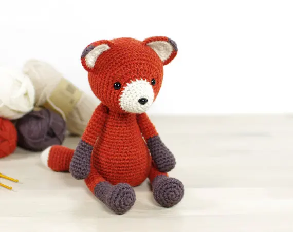 Крючком Red Fox-амигуруми лиса игрушка кукла погремушка