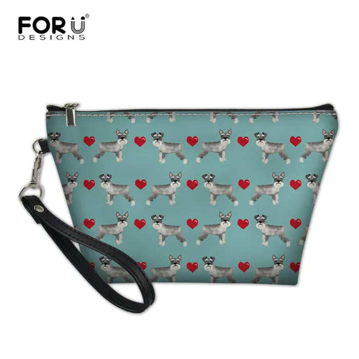 RH0309Z8 FORUDESIGNS Для женщин косметичка Шнауцер любовь узор из искусственной кожи косметический сумка-Органайзер для путешествий косметолог Vanity комплект туалетных принадлежностей сумка - Цвет: RH0309Z8