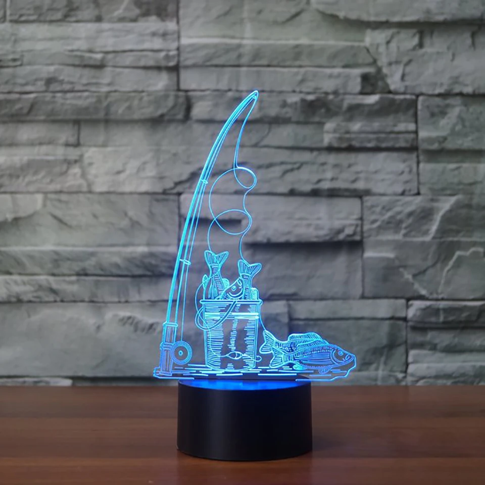 Креативная светодиодная 3D лампа 7 цветов с дистанционным сенсорным выключателем
