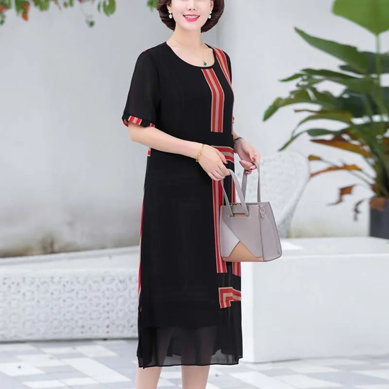 Женское шифоновое платье для женщин среднего возраста 2020 Новое модное