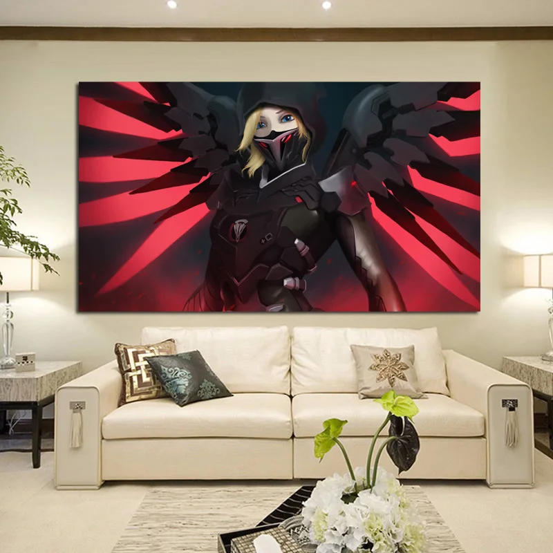 Overwatch Blackwatch Mercy Арт холст плакаты принты живопись настенные картины для спальни