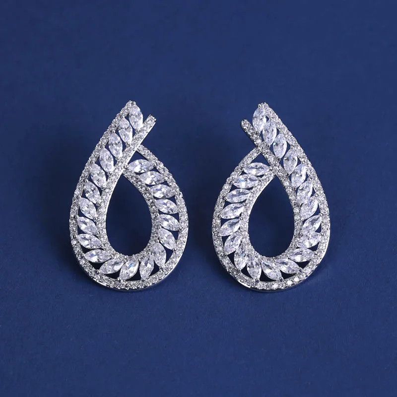 Прозрачный Цирконий 2017 Новый Модный кубический цирконий серьги гвоздики