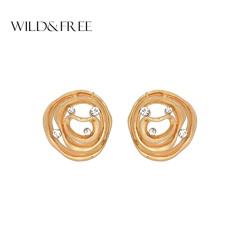 Женские матовые серьги гвоздики с золотым цветком Wild & Free 2018 модные аксессуары
