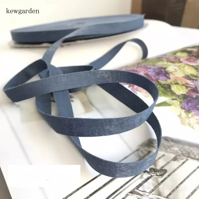 Kewgarden матовые полиэфирные хлопковые серые синие атласные ленты 10 мм 1 см вручную
