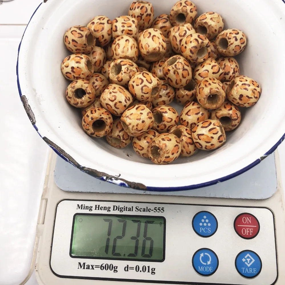 DIY бисер 50 шт 16x17 мм окрашенные леопардовые барабанные деревянные с большим