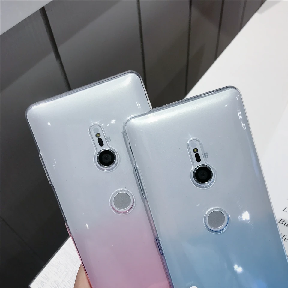 Градиентный силиконовый чехол из ТПУ для Sony XZ3 XZ XZ1 XZ2 XZ4 Compact Z5 Xperia X XA XA1 XA2 XA3 Ультра