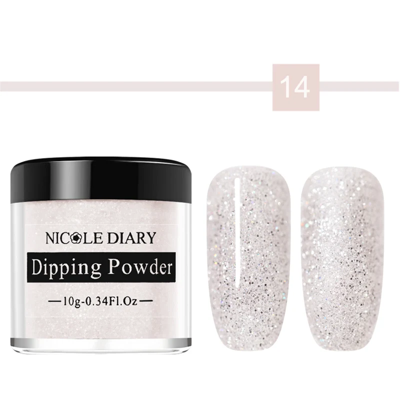 Color 14 NICOLE DAIRY погружение Dip порошок для ногтей 10 мл блеск без лампы лечение натуральный сухой Dip хром система жидкость для маникюра погружение - Цвет: Color 14