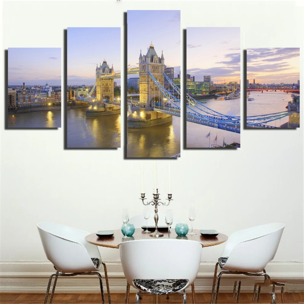 No Frame Mordern Building Canvas Painting Wall Art Nordic Decoration Modern Pictures Home for Living Room 5Pcs | Дом и сад