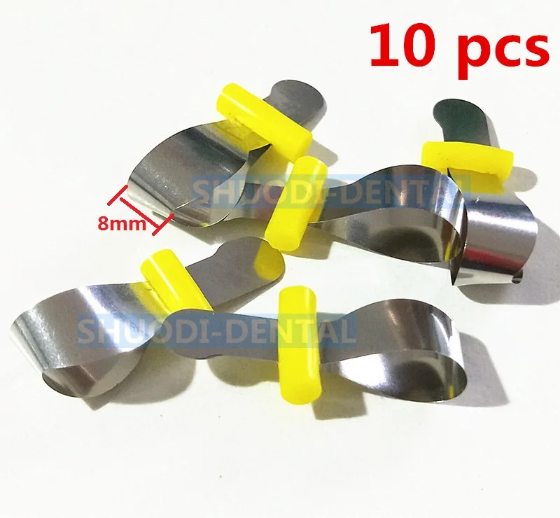 10 Pcs Yellow 10 шт. уход за полостью рта Отбеливание зубов металлические полосы фиксатор Automatrix с шкафчиком стоматологические матрицы - Цвет: 10 Pcs Yellow