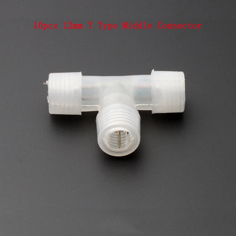 12mm T Connector 10 шт./лот Светодиодные ленты неоновый светильник Средний разъем аксессуары X T L I Тип Пластик торцевыми крышками крепежный хомут для круглых 2-провод - Испускаемый цвет: 12mm T Connector