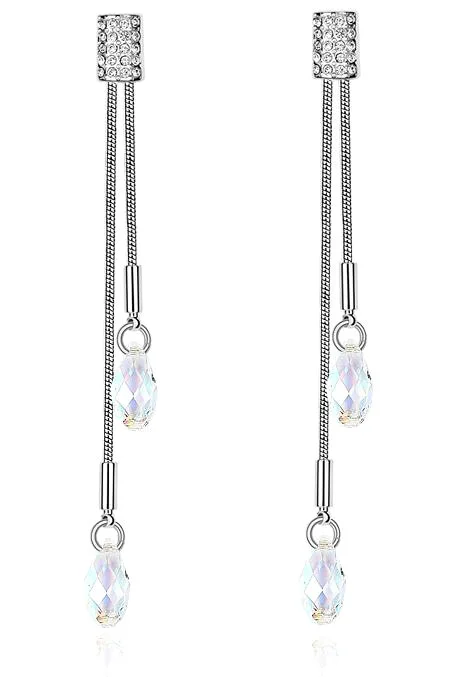 12 Винтажные кристаллы от Swarovski длинные серьги с кисточками для женщин Серебряный цвет Висячие серьги Свадебные украшения Bijoux 13 цветов - Окраска металла: 12