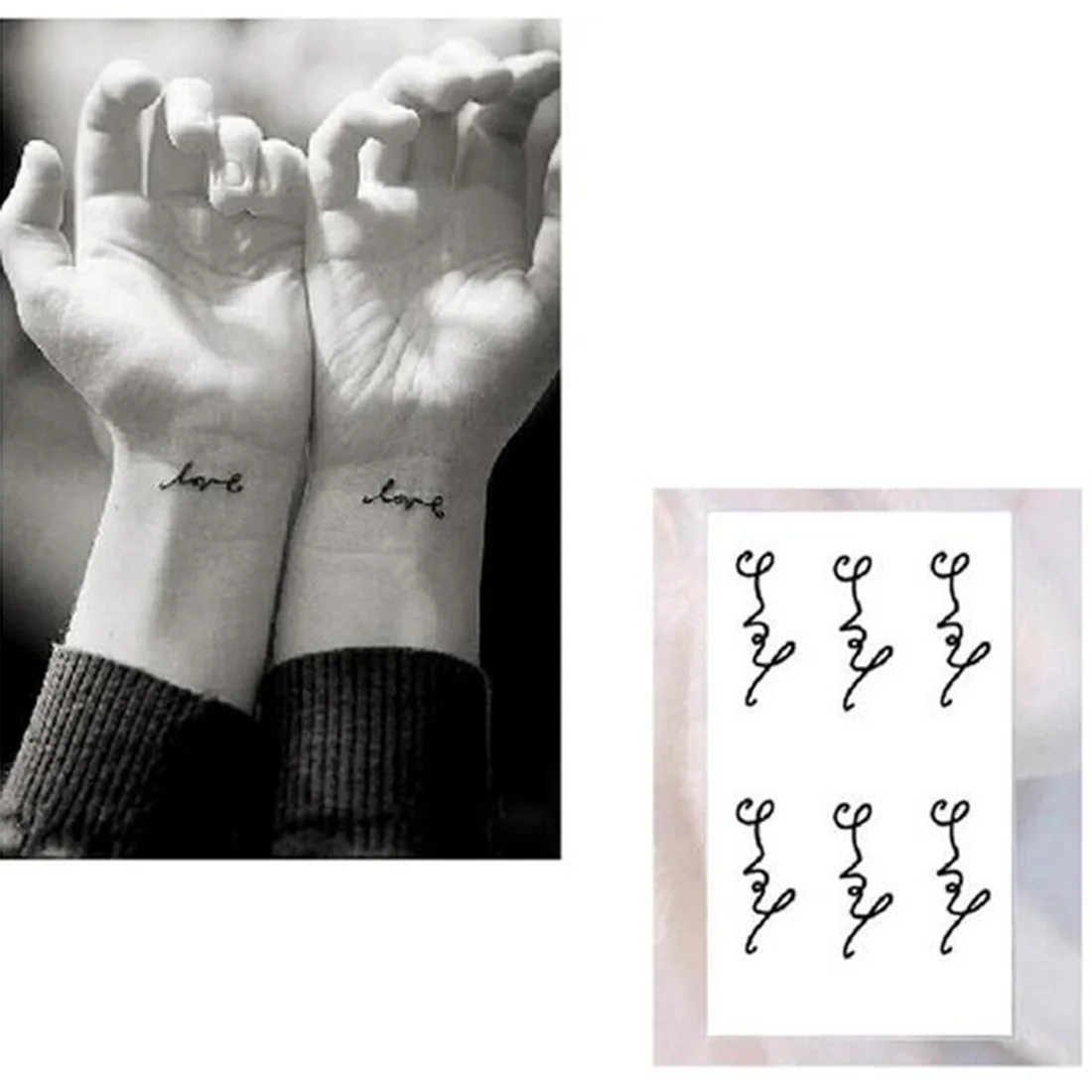 Буквы любовь Татуировка непромокаемая временная татуировка наклейка Водная