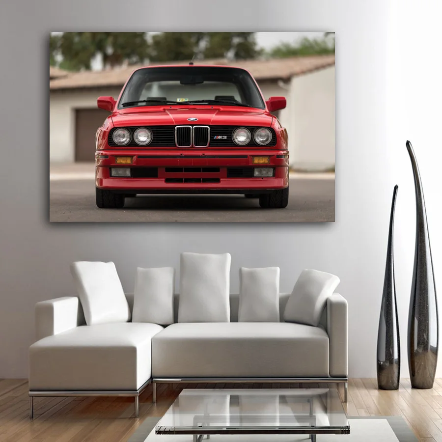 Печать на холсте настенное искусство M3 Coupe US spec E30 автомобиль купе Красный Ретро
