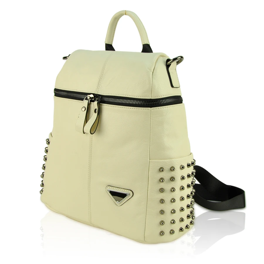 Женский оригинальный натуральный кожаный рюкзак панк шпильки сумки на плечо