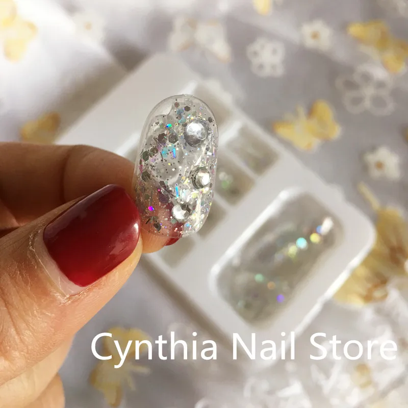 Хорошее качество невесты DIY ногтей ручной работы блестящие прозрачные накладные