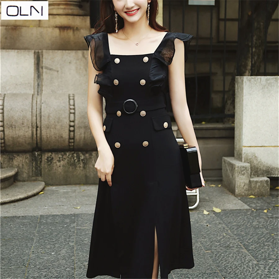 Vestidos платье OLN Новое модное корейское женское с разрезом для женщин | Женская