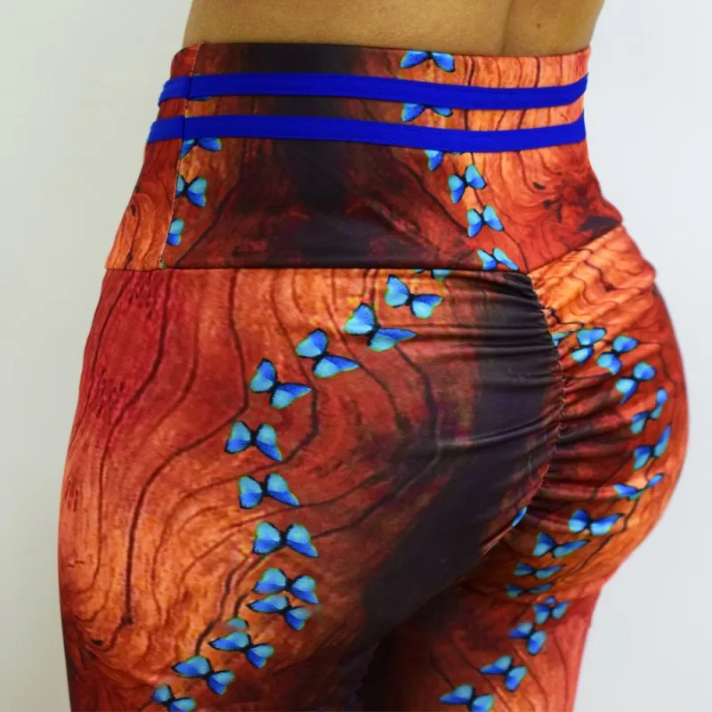 Новинка! Женские леггинсы с высокой талией на шнуровке принтом дерева и лая