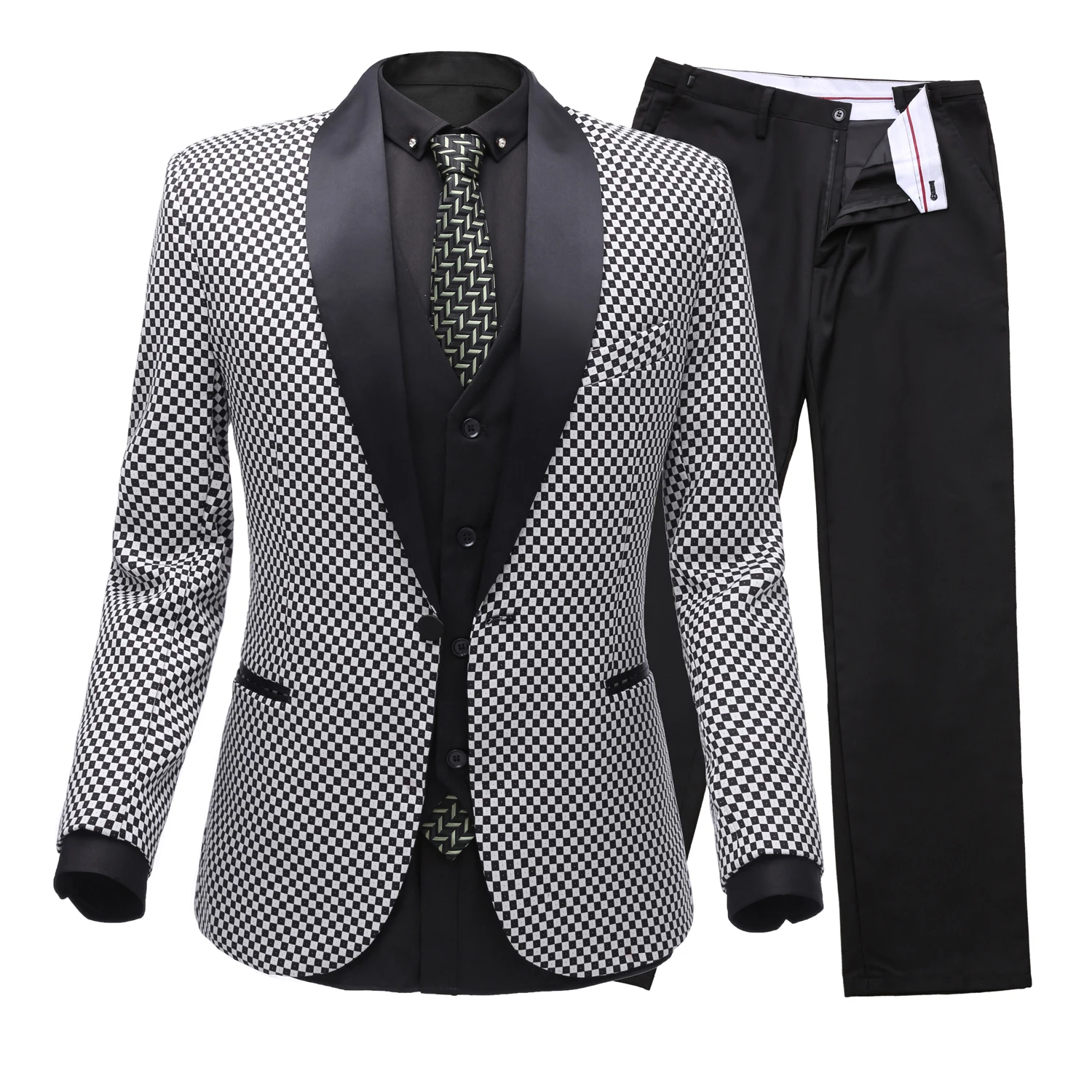 Мужская клетчатая Современная посадка 3 шт клетчатый костюм вентиляционный