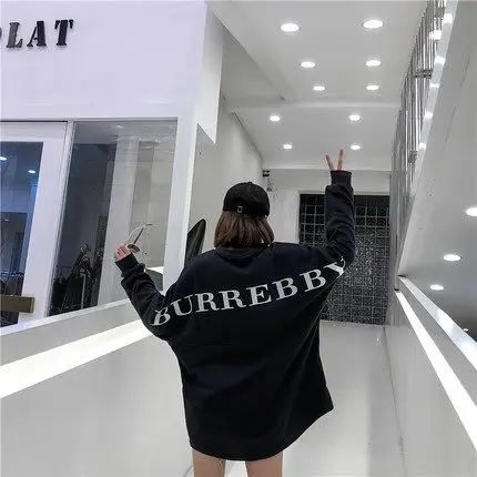 Весна Осень порт ветры ins оранжевый свитер женский корейская версия Harajuku bf свободная футболка с длинными рукавами женская а93