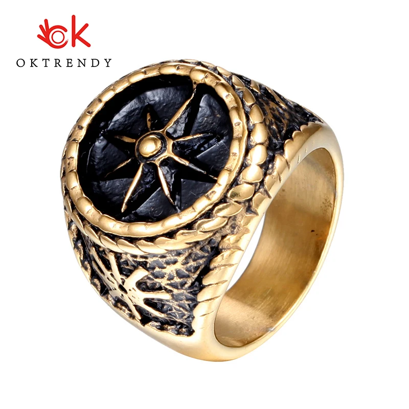 Oktrendy винтажное готическое кольцо от солнца из нержавеющей стали Ностальгический