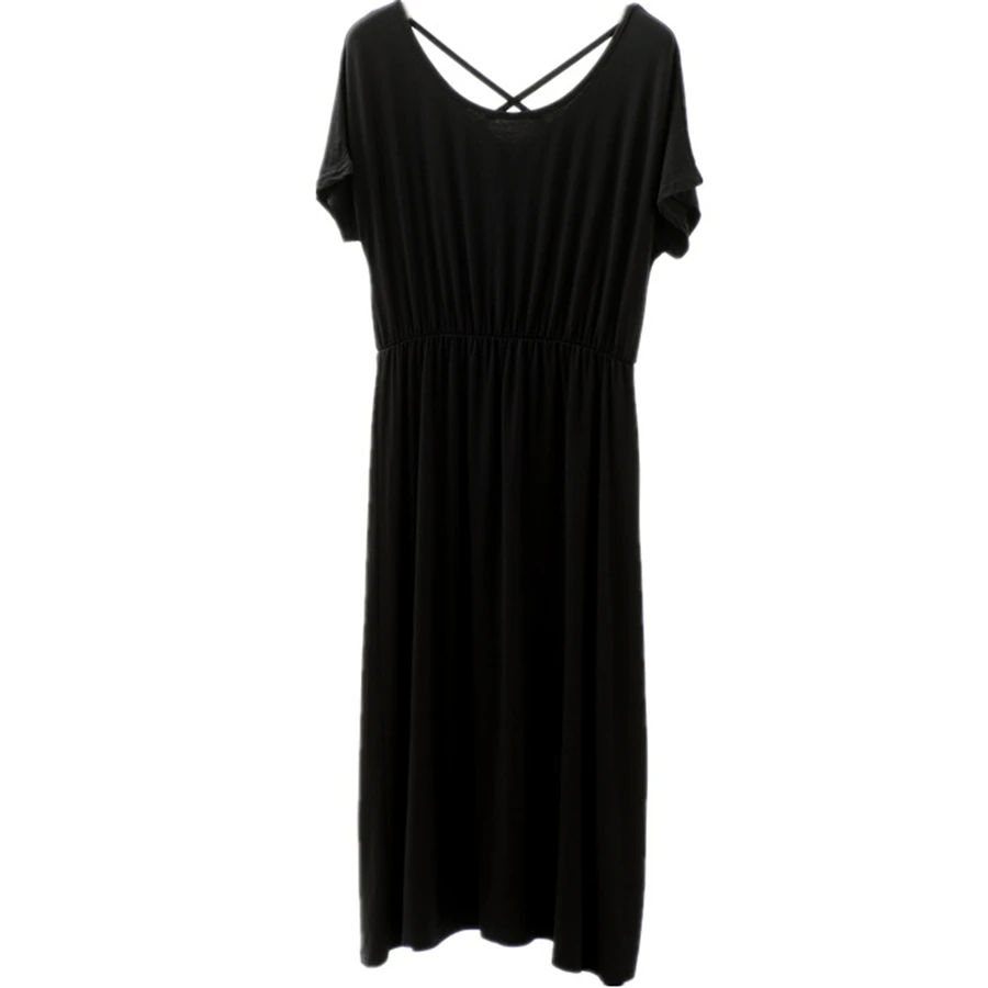 Для женщин короткий рукав свободное платье черный длинная туника Ретро